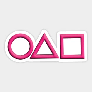 Squid Game Pink Shapes 3D Logo Sticker